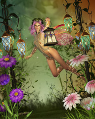 a flying fairy with a lantern