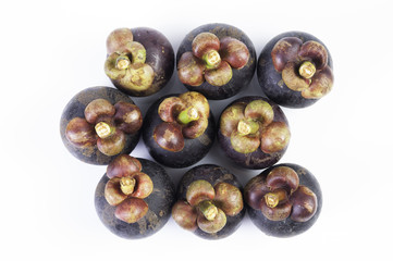 Mangosteens fruit on white background