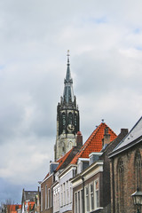 Obraz premium The spire of the New Church , Delft, Netherlands