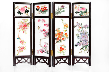 Oriental Folding Screen with reflection
