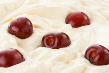 fresh sweet cherry in cream