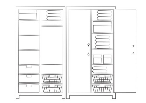 Sketch of two wardrobes