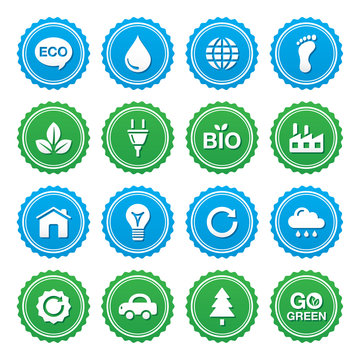 Eco green labels set - ecology, recyling, eco power concept