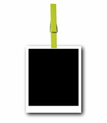Blank instant photo and wooden clothespin