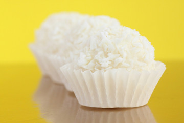 close up of coconut candies