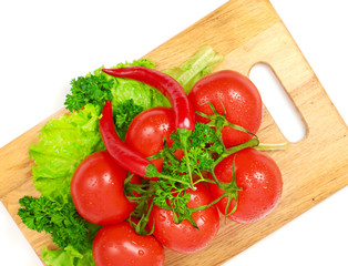 Composition with raw vegetables