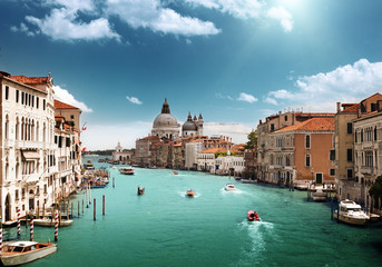 Panele Szklane Podświetlane  Grand Canal and Basilica Santa Maria della Salute, Venice, Italy