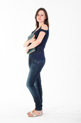 Young student woman ready for school