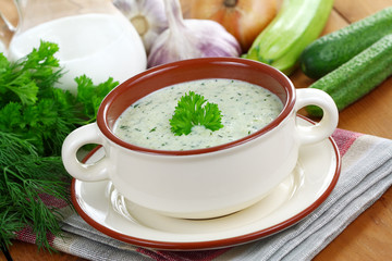 Vegetarian cold soup zucchini