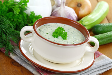 Vegetarian cold soup zucchini