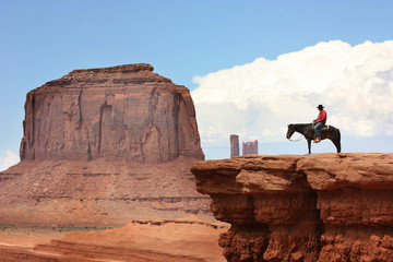 Monument Valley with Horseback rider ( john ford's point ) / Utah - USA