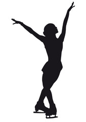 Figure skater silhouette on a white background