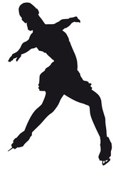 Figure skater silhouette on a white background