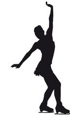 Figure skater silhouette on a white background