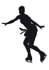 Fototapeta na wymiar Figure skater silhouette on a white background
