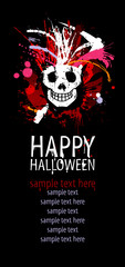 Happy Halloween Design template with grunge skull and place for 