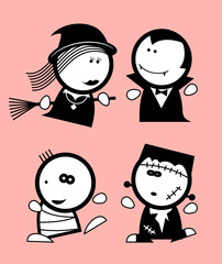 Set of halloween funny peoples icons