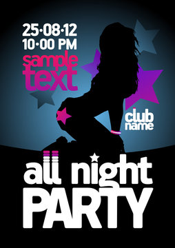 All Night Party design template with fashion girl