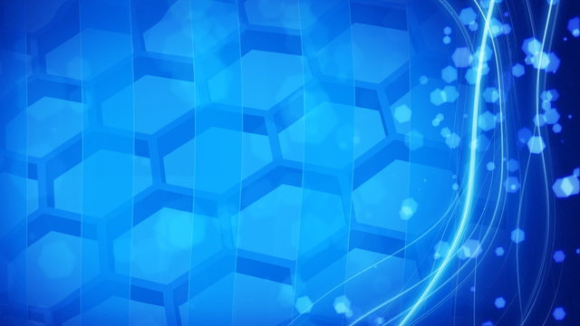 cells and hexagons looping blue background
