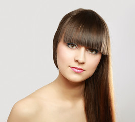 Fototapeta premium Close-up of young female isolated on white background