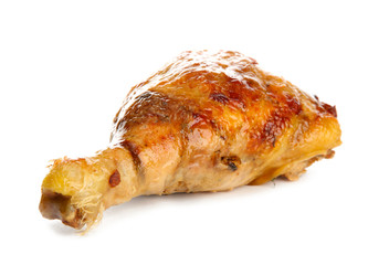 Roast chicken, isolated on white