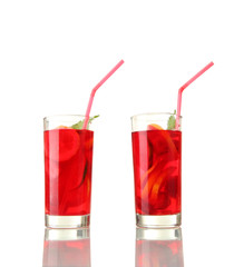 sangria in glasses, isolated on white
