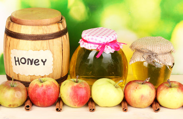 Honey and apples with cinnamon