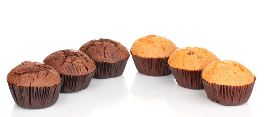 Fresh muffins isolated on white