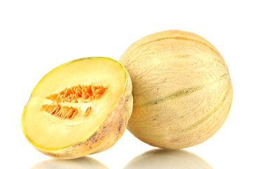 cut melon isolated on white