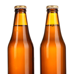 two bottles of beer isolated on white
