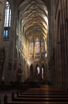 Interior of Saint Vitus Cathedral  in Prague