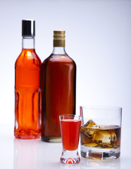 Whiskey and vodka