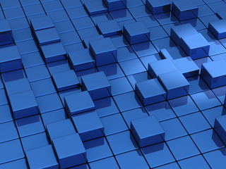 Abstract blue cubes background - 3d
