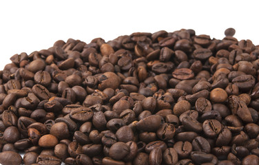 Brown roasted coffee beans isolated