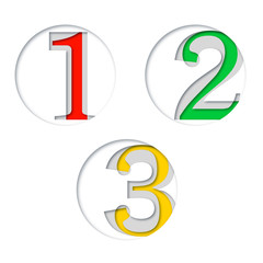 One two three - Paper cutout with number #Vector