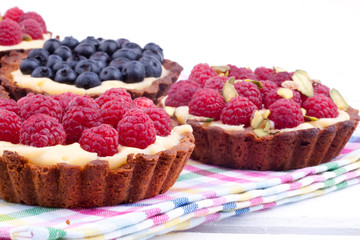 raspberry and blueberry tart