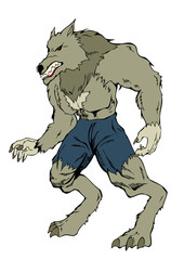 Cartoon illustration of a werewolf