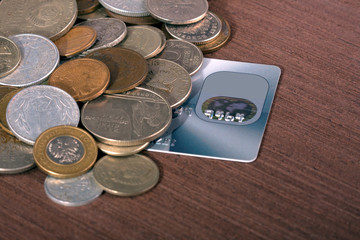 credit cards and coins