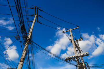 electric pole with wires