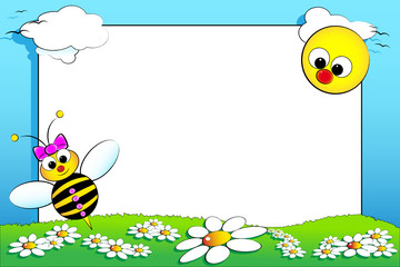 Kid scrapbook with blank frame message