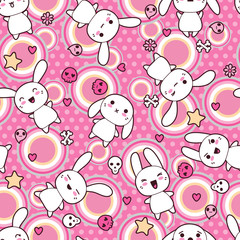 Seamless pattern with doodle. Vector kawaii illustration.