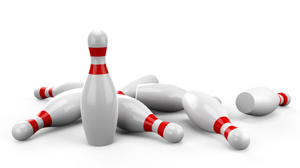 3D Bowling pin on white background