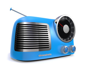 water blue metallic retro radio