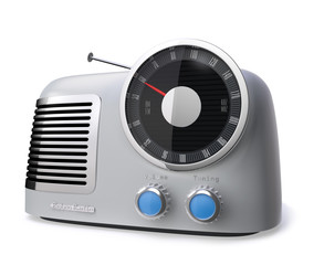 light gray retro style radio