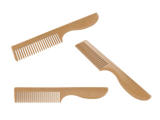Wooden combs. 3D isolated