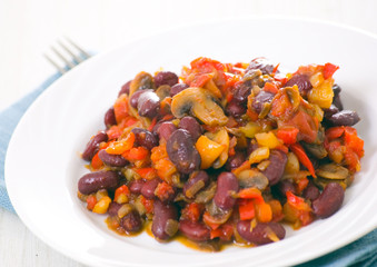 red beans with mushrooms and vegetables