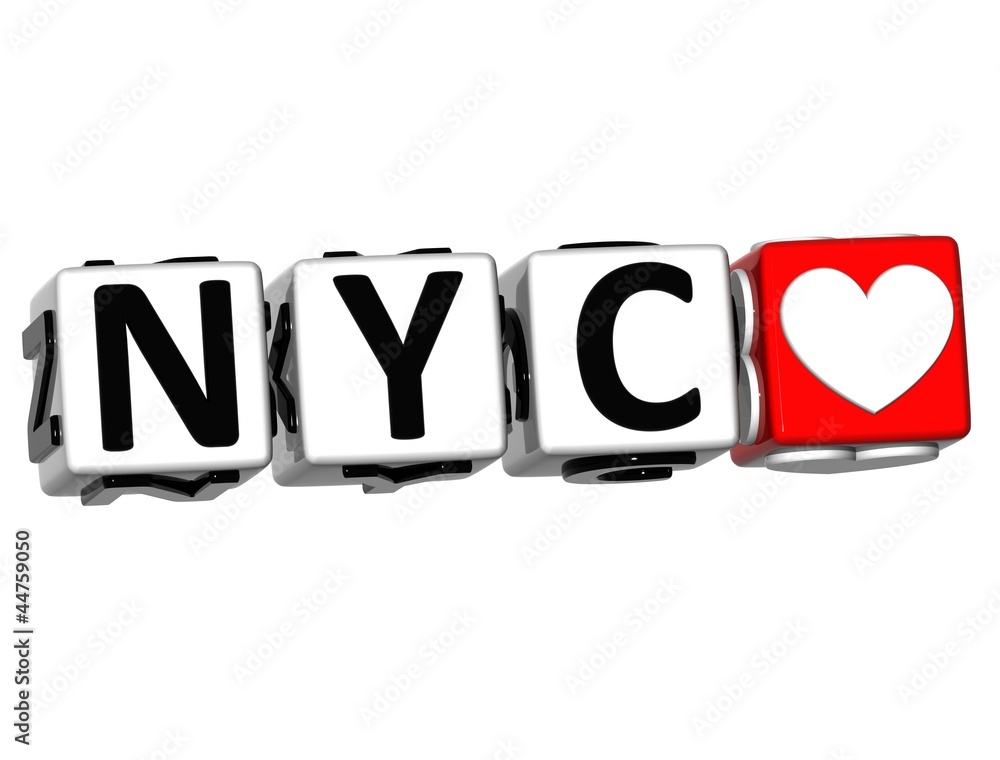 Poster 3d love nyc button click here block text