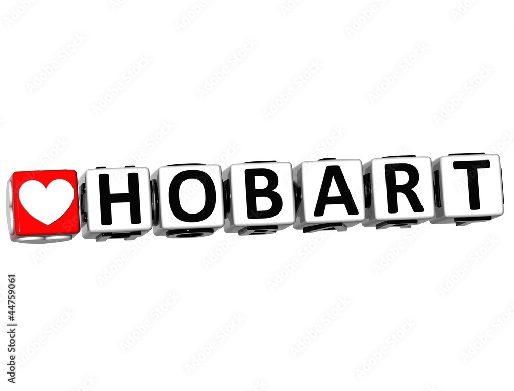 Aufkleber 3d love hobart button click here block text