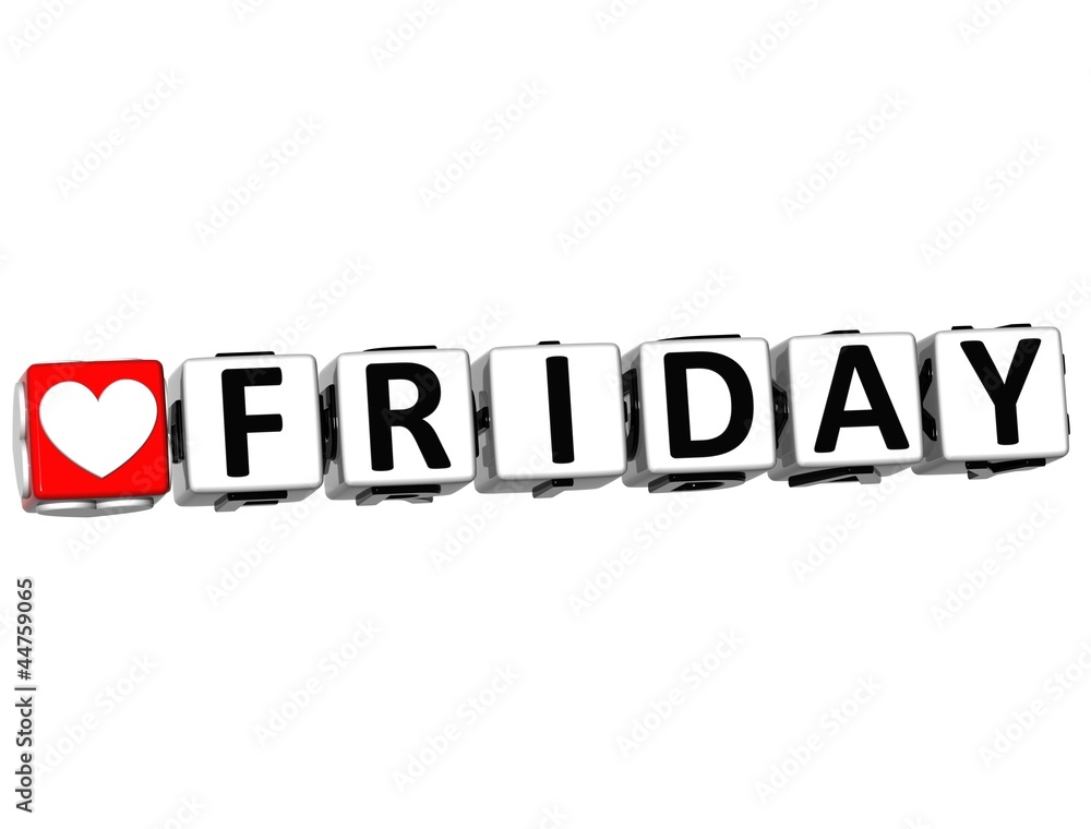 Poster 3D Love Friday Button Click Here Block Text
