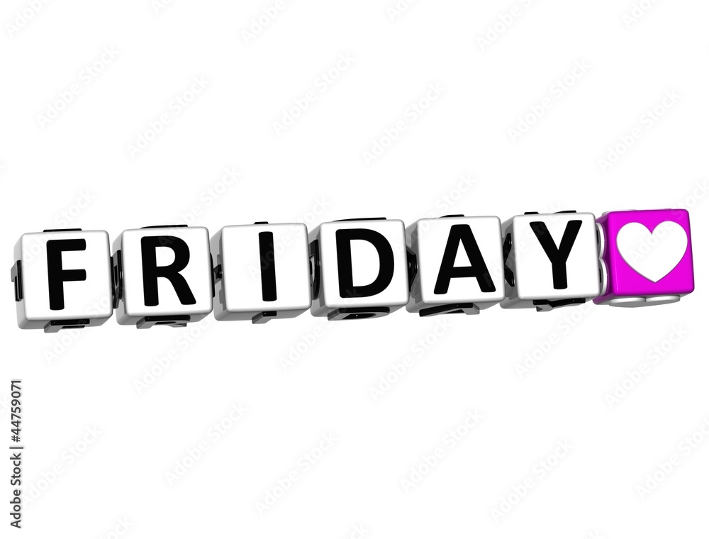 Poster 3d love friday button click here block text